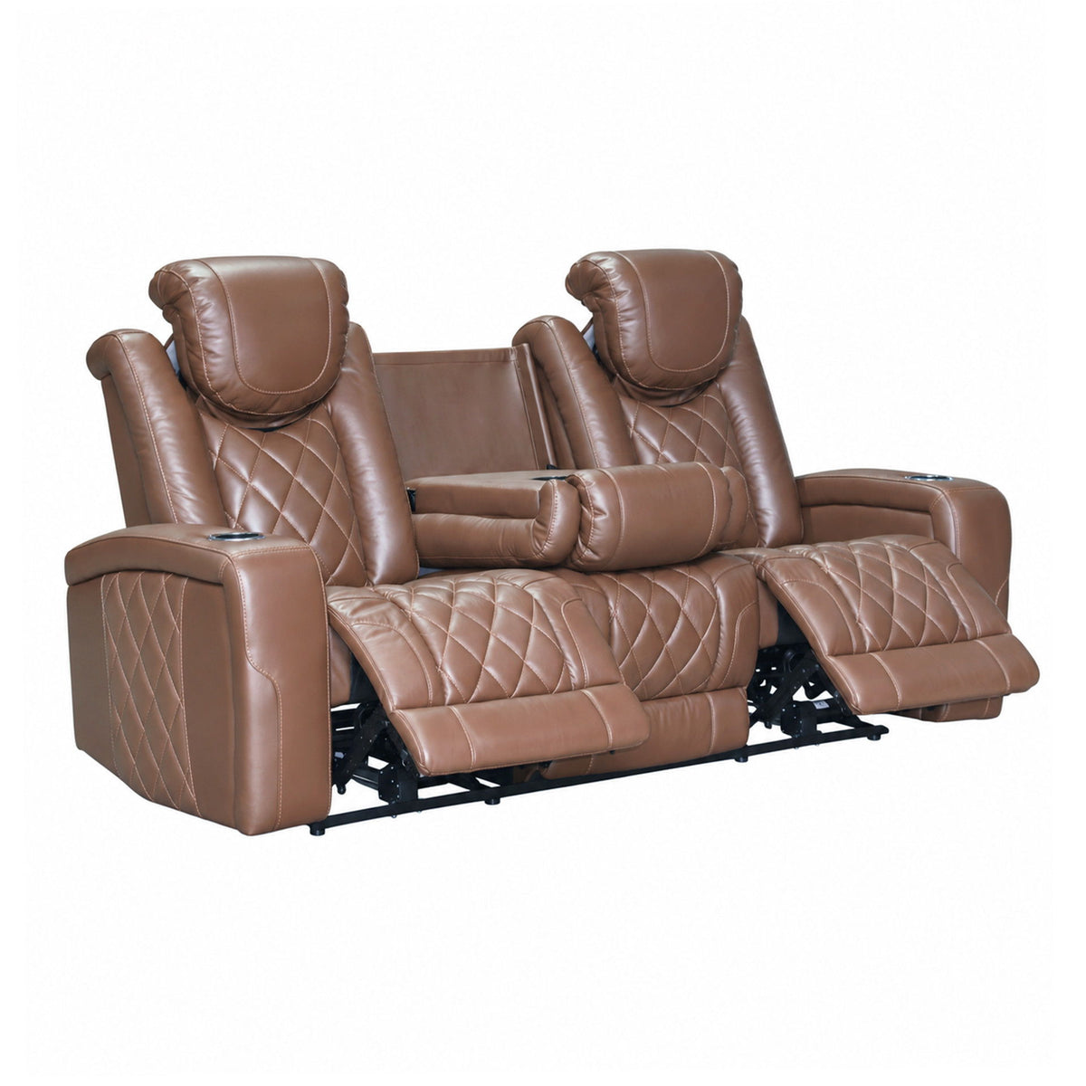 Dorian - Reclining Leather Sofa With Power Headrest And Footrest - Brown