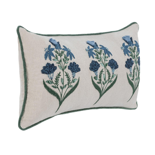 Belcourt - 14" x 26" Floral Pillow - Floral Natural / Blue