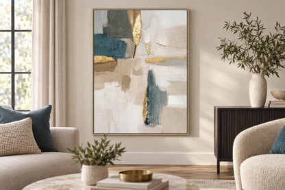 Gilded Cadence II - 35 X 47 - Hand-Embellished Canvas In Frame - White