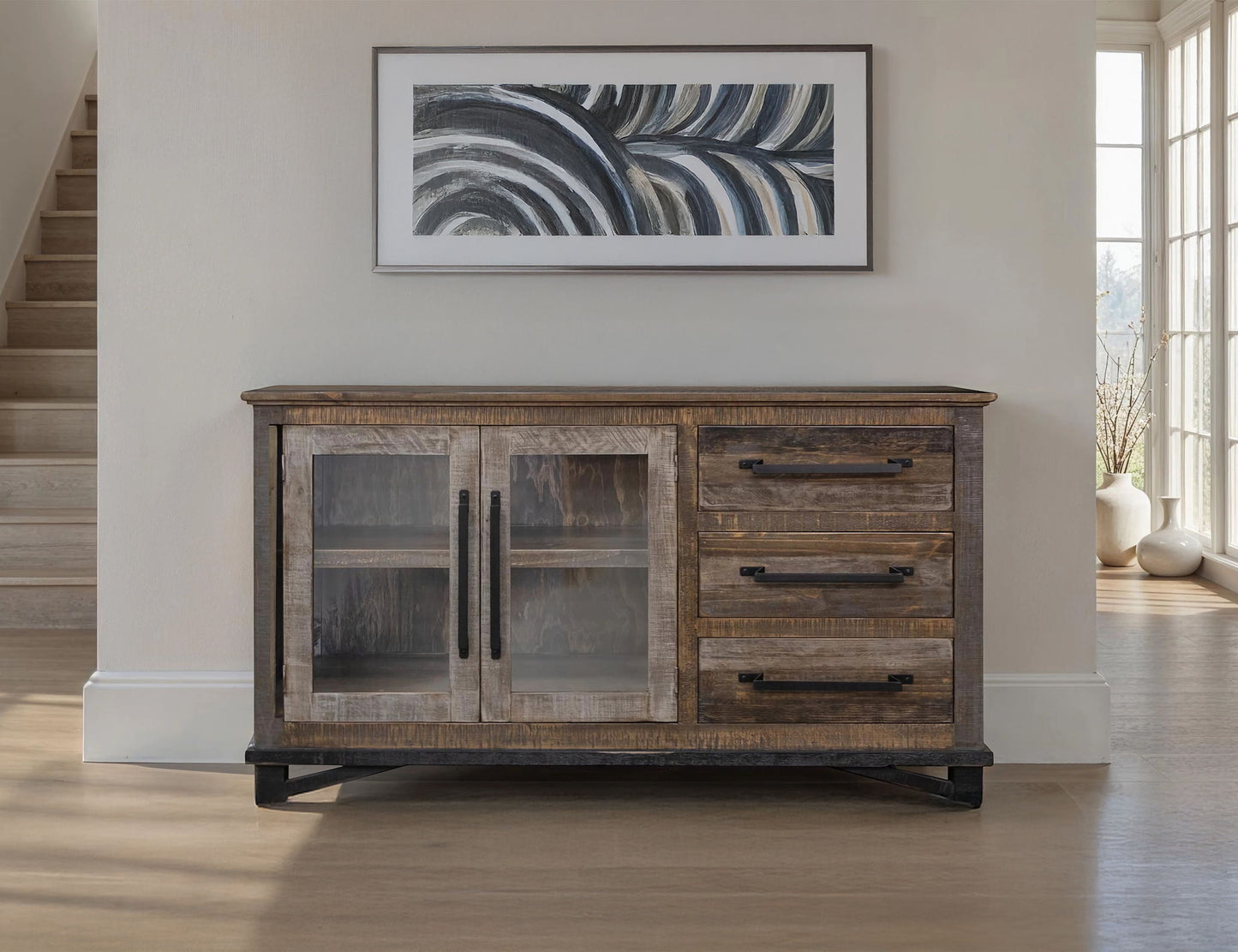 Loft - 60” Buffet With 3 Drawer / 2 Doors - Two Tone Gray / Brown
