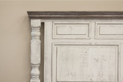 Stone - King Headboard - Antiqued Ivory / Weathered Gray