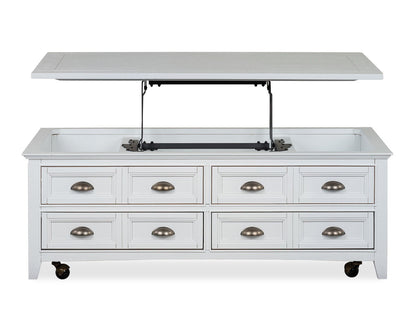 Heron Cove - Lift Top Storage Cocktail Table With Casters - Chalk White