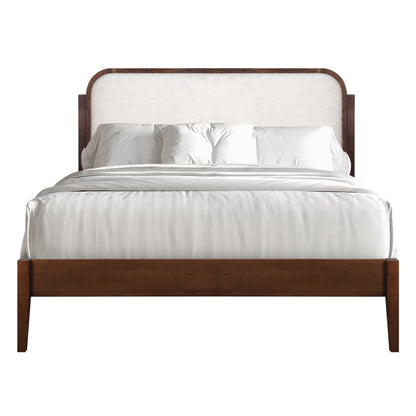 Hawthorne - 5/0 Queen Upholstered Platform Headboard - Walnut / White