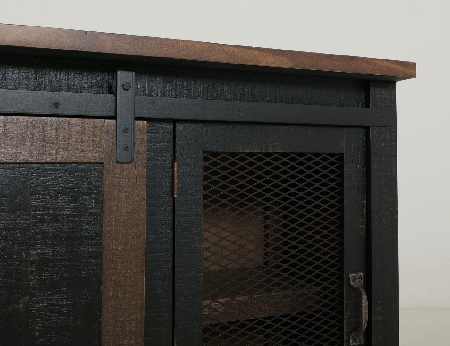Pueblo - TV Stand / Console / Wall Unit - Black / Medium Brown