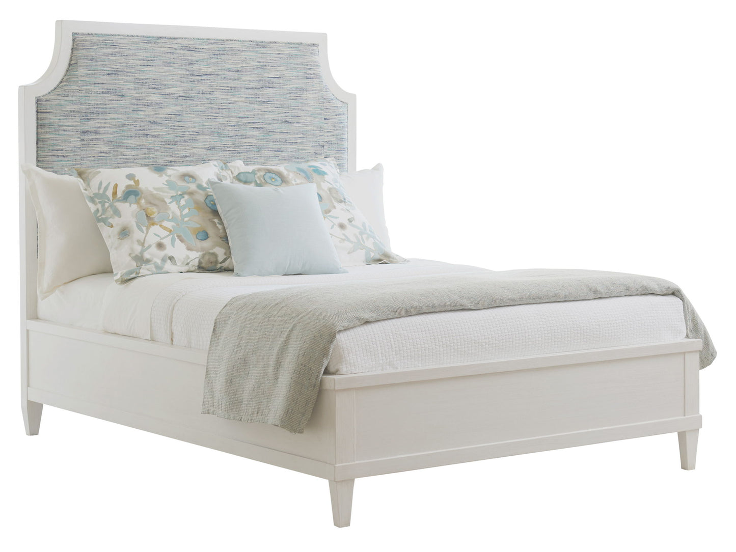 Ocean Breeze - Belle Isle Custom Upholstered Headboard 6/6 King - Light Blue / White