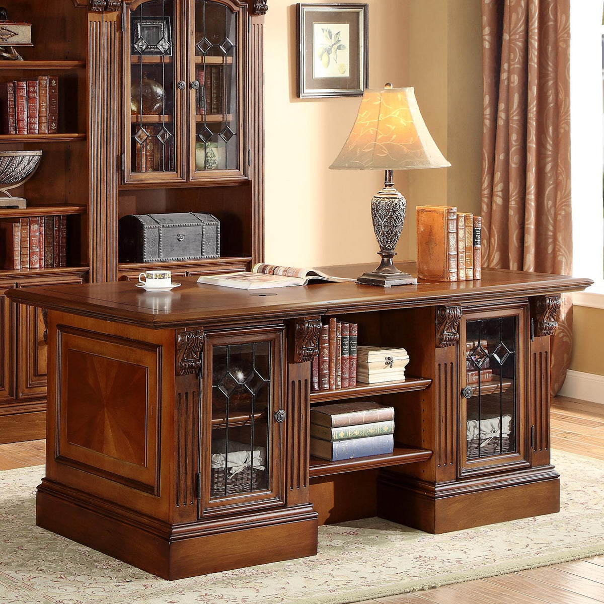 Huntington - Executive Left Desk Pedestal - Antique Vintage Pecan