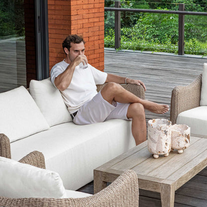 Sunset - Wicker Outdoor Sofa - Oatmeal / Oyster White
