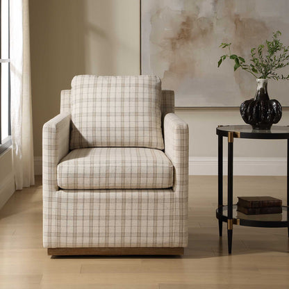 Basie - Casual Linen Swivel Chair - White
