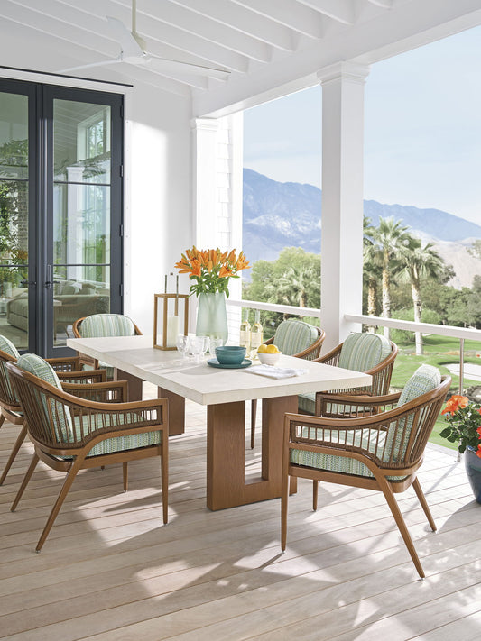 Palm Desert Poolside - Arm Dining Chair - Dark Brown / Light Blue