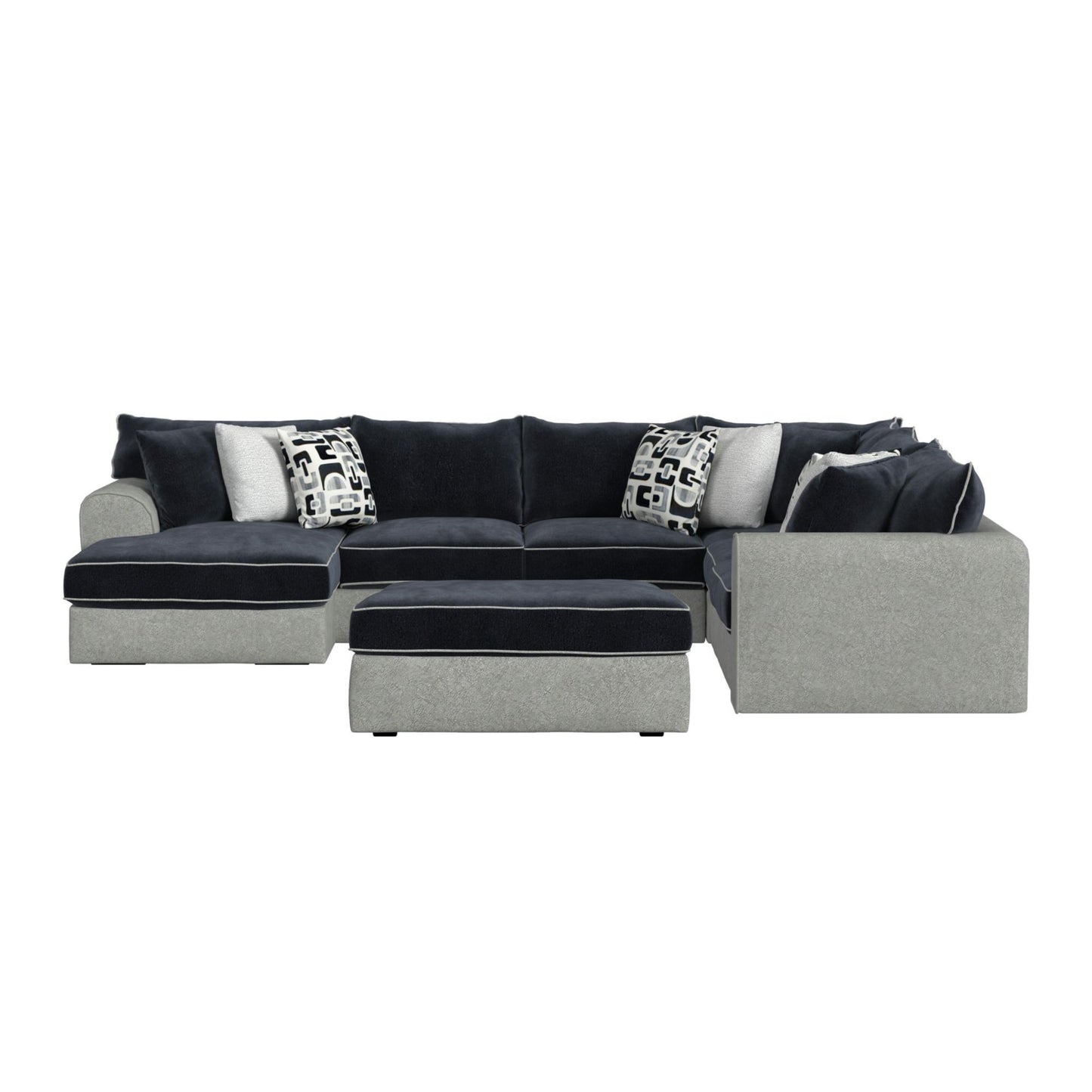 Klein - RHF Sofa With 3 Pillows - Bentley Ash / Zaftig Ebony