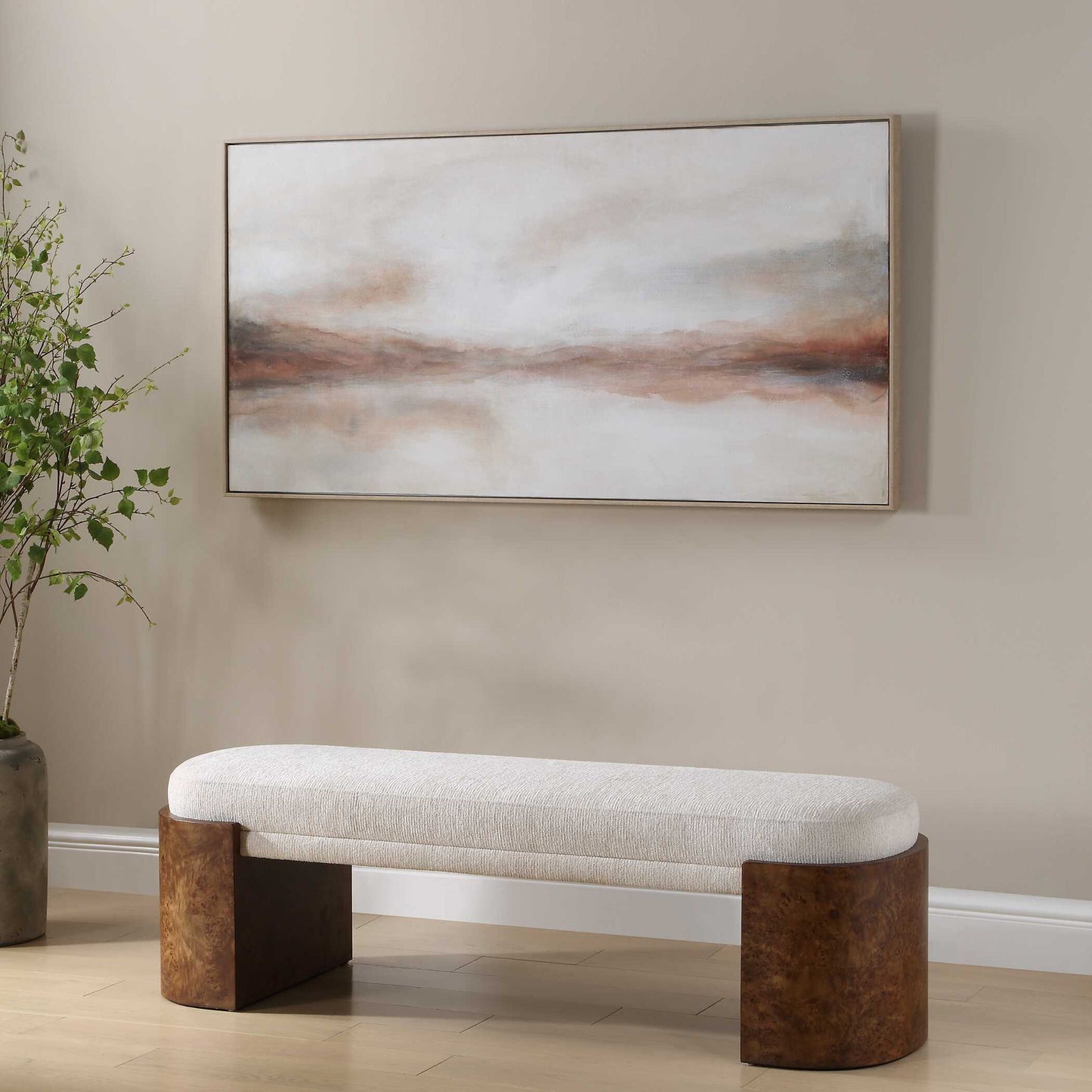 Haze In The Horizon - Landscape Painting - Brown / Orange / White