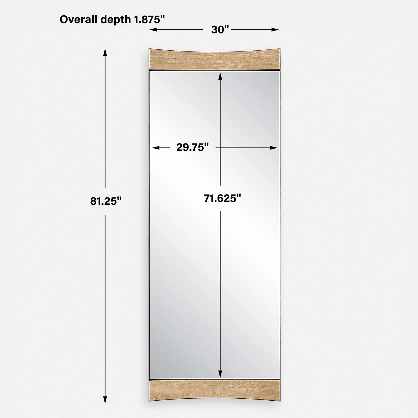 Russo - Oversized Modern Mirror - Light Brown