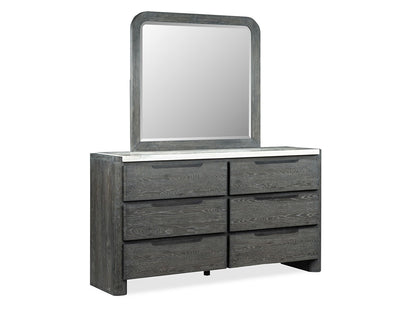 Keaton - Double Drawer Dresser With Portrait Mirror - Black