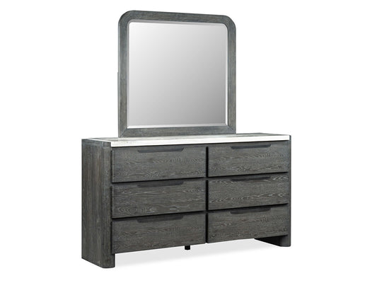 Keaton - Double Drawer Dresser With Portrait Mirror - Black