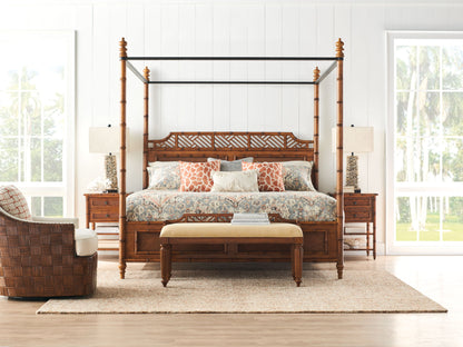 Island Estate - Plantain Upholstered Bed Bench - Beige / Dark Brown