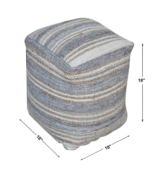 Mesick - Handwoven Pouf - Gray