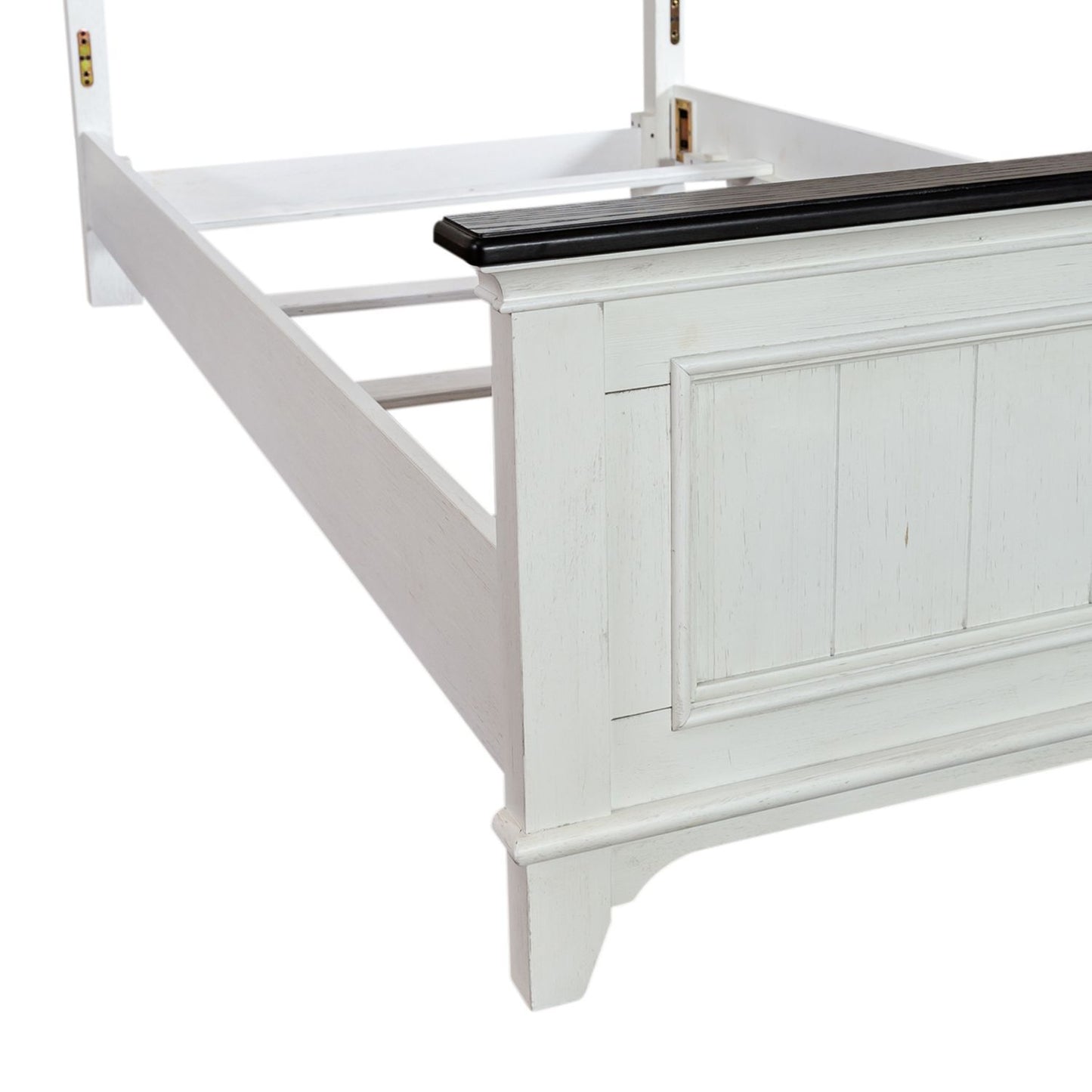 Allyson Park - Twin Panel Footboard - Wirebrushed White / Charcoal