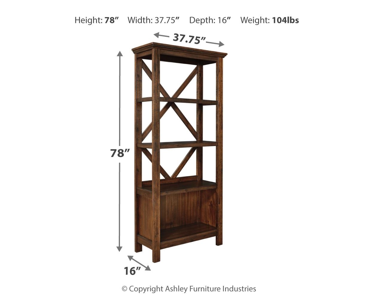 Baldridge - Large Bookcase - Rustic Brown
