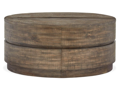 Baisden - Round Lift Top Cocktail Table With Casters - Tobacco