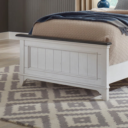 Allyson Park - Full Panel Footboard - Wirebrushed White / Charcoal