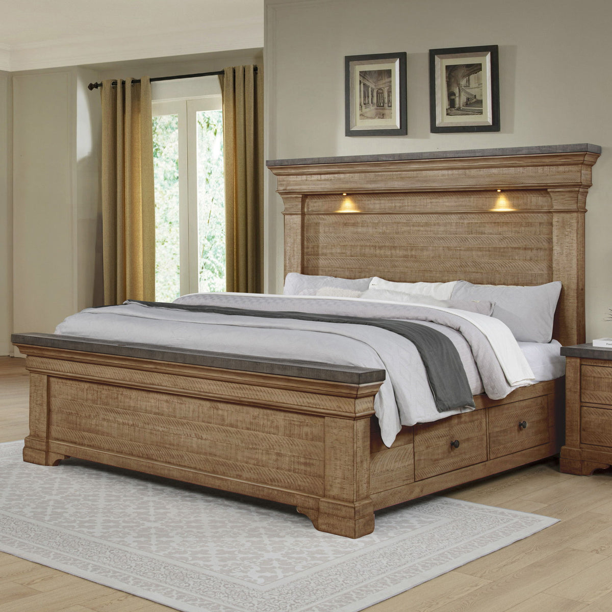 Augusta - 6/6-6/0 King/California King Footboard & Roll Out Slats - Rustic Brown