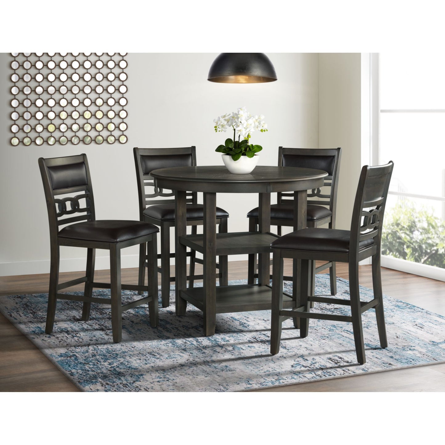 Amherst - Counter Side Chair With PU Cushion (Set of 2) - Gray Finish