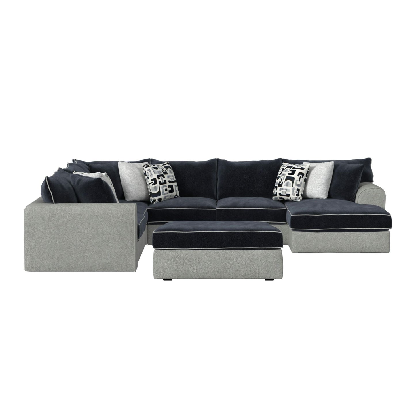 Klein - LHF Armless Return Sofa With 3 Pillows - Bentley Ash / Zaftig Ebony