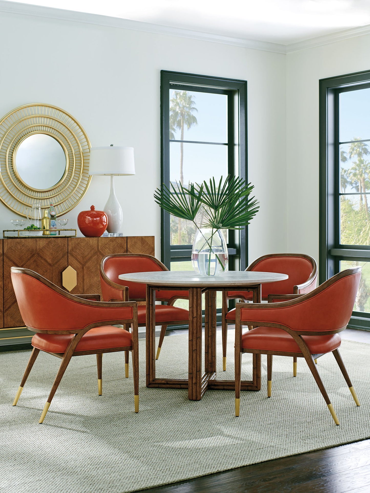 Palm Desert - Arcadia Marble Top Breakfast Table - Dark Brown