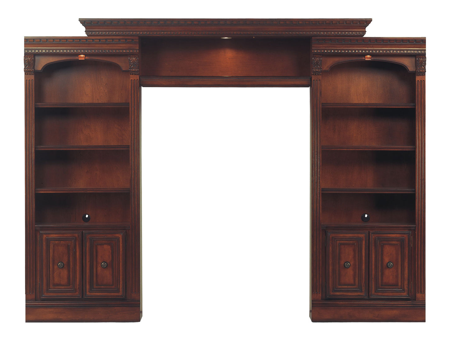 Huntington - Expandable Bridge With Shelf And Back Panel - Antique Vintage Pecan