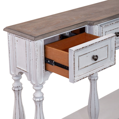 Magnolia Manor - 3 Drawer Hall Console Table - Antique White