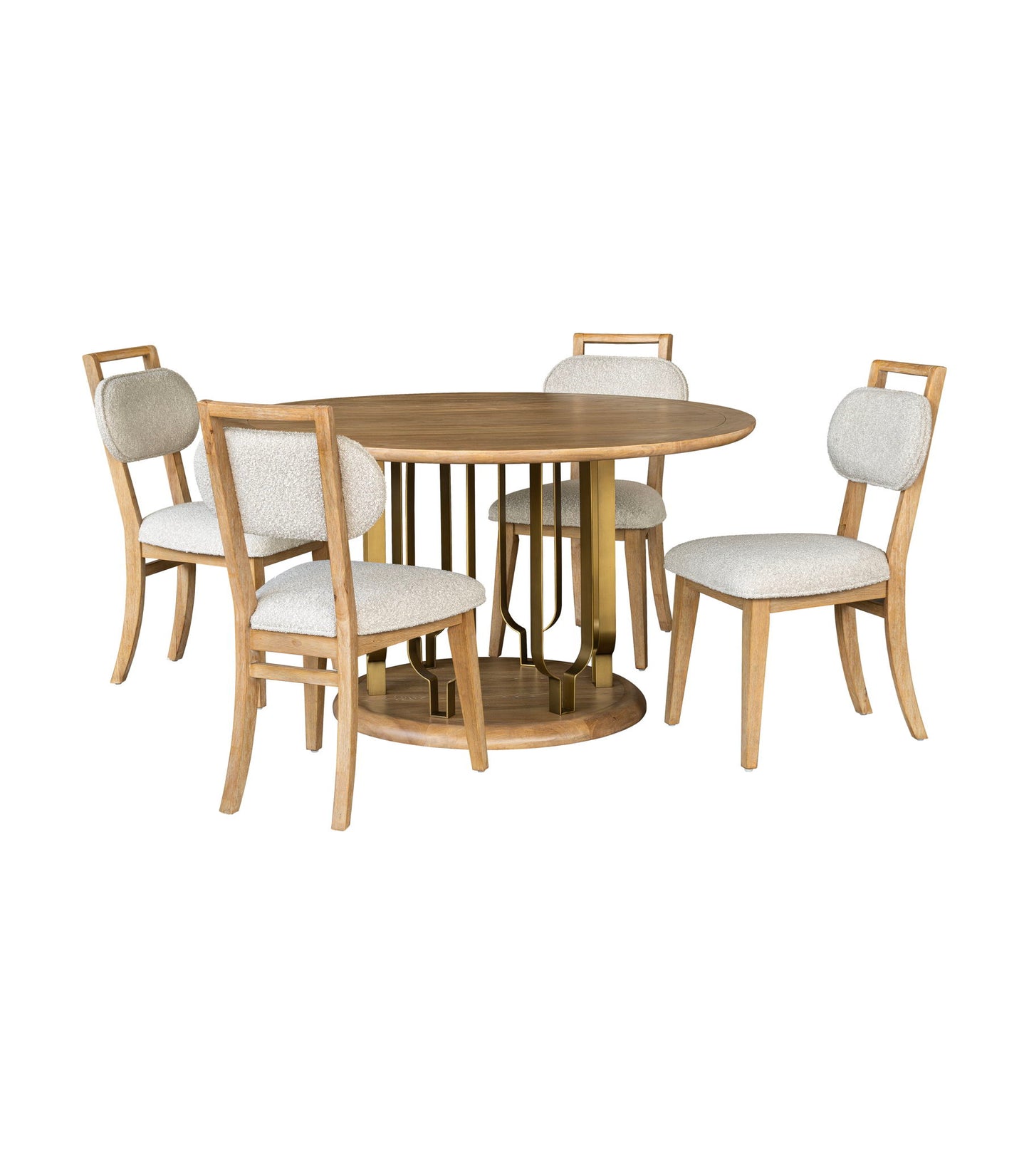 Ryder - Dining Chair - Chestnut Elm / Ant Brass / Tauple Boucle