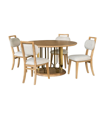 Ryder - Dining Table - Chestnut Elm / Antique Brass
