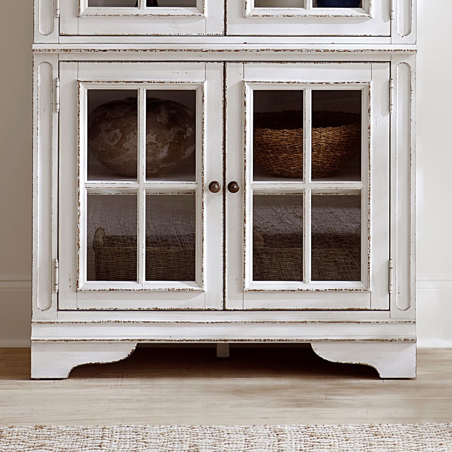 Magnolia Manor - Bunching Display Cabinet Base - Antique White