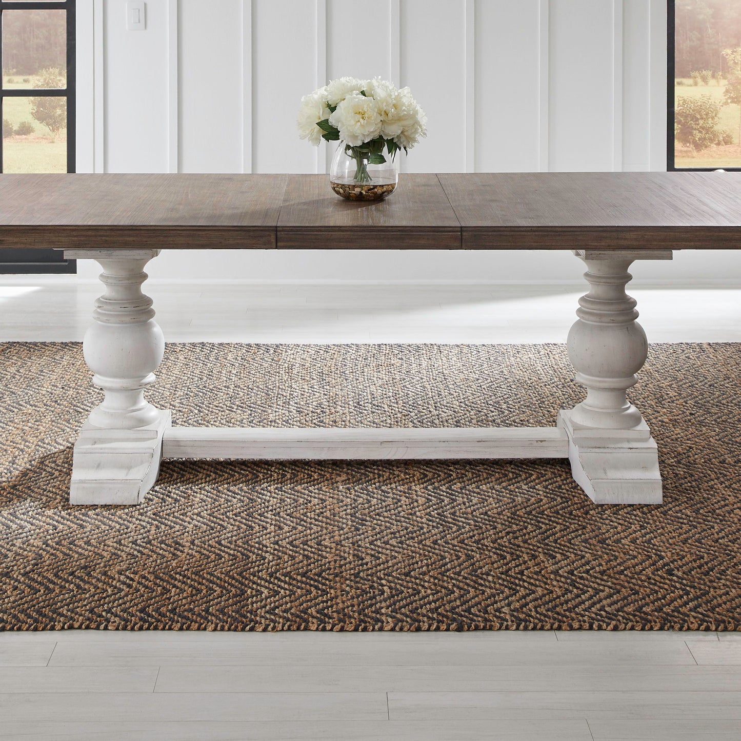 River Place - Trestle Table Base - Riverstone White & Tobacco