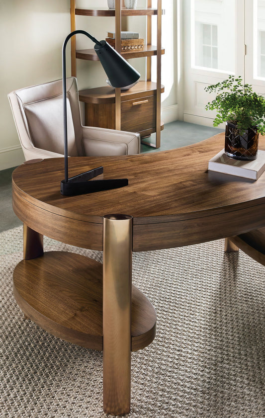 Eleana - Writing Desk - Medium Wood / Gold