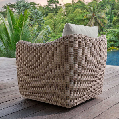 Sunset - Outdoor Swivel Lounge Chair - Oatmeal / Oyster White