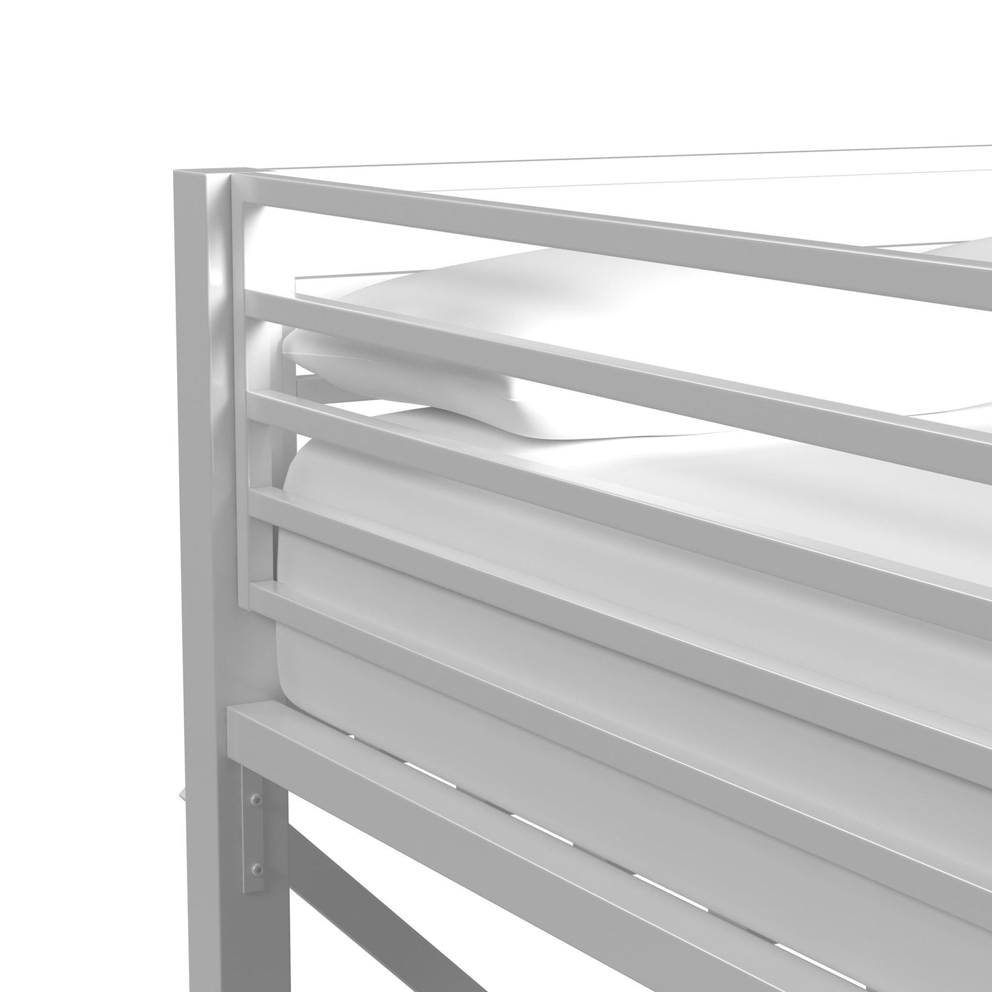 Talia - Full Loft Bed Fences, Long Rails, Long X Bar And Slats - White