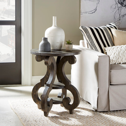 Bellamy - Round Accent End Table - Peppercorn