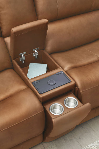 Belmont - Entertainment Tilt Console With Wireless Charger - Lyric Caramel