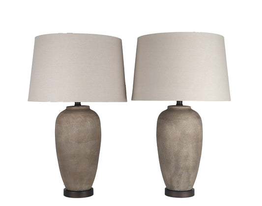 Earthen Elegance Ceramic & Metal Table Lamp (Set of 2) - Earthen / Oil Bronze
