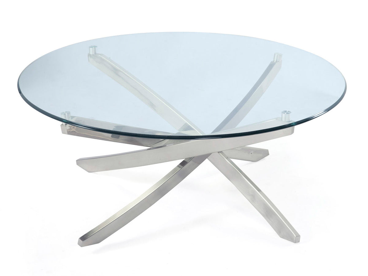 Zila - Round Cocktail Table Base - Brushed Nickel