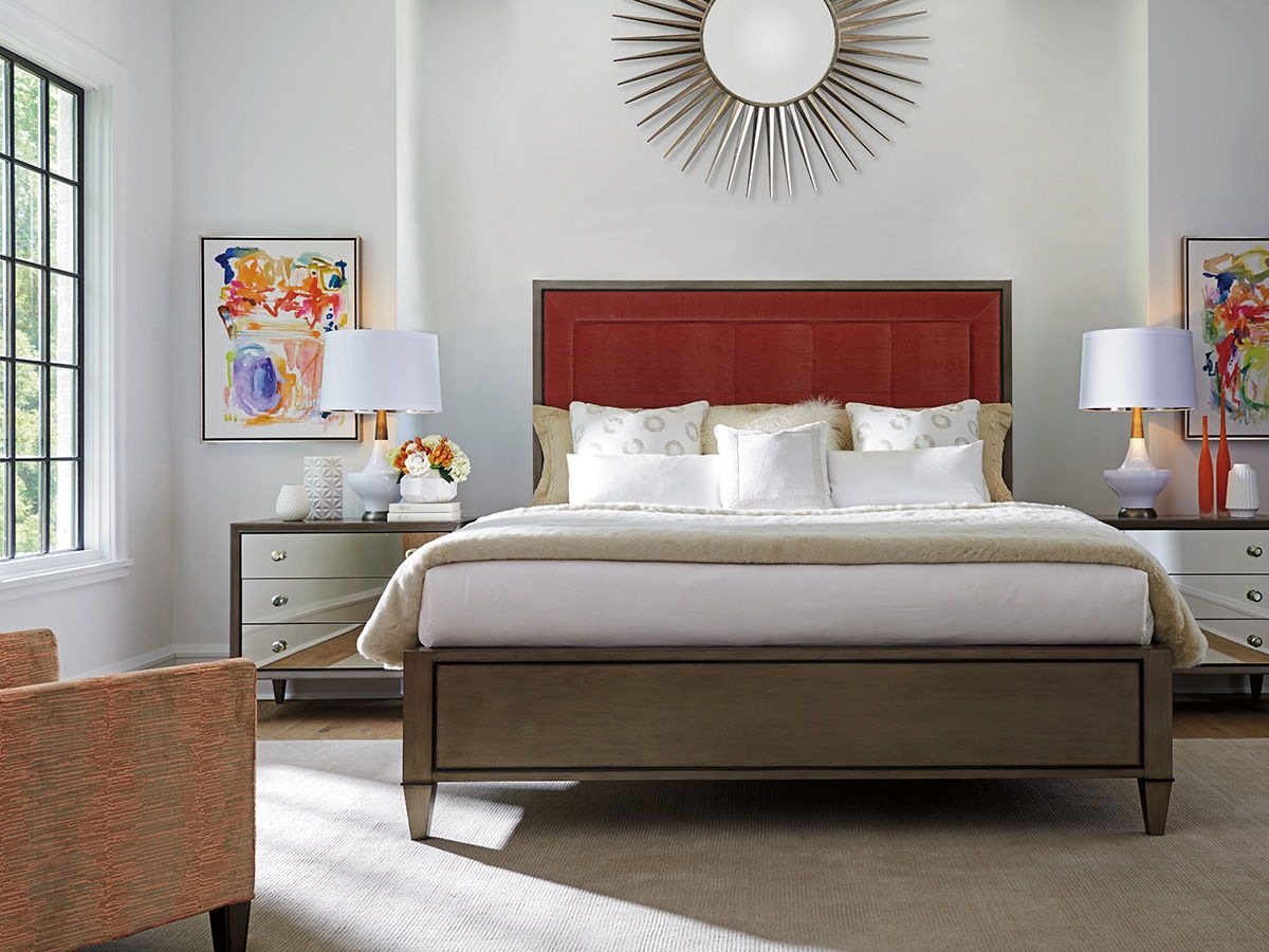 Ariana - St. Tropez Custom Upholstered Panel Headboard 6/6 King - Red / Gray