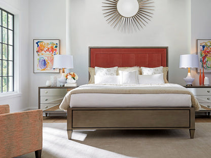 Ariana - St. Tropez Custom Upholstered Panel Headboard 6/6 King - Red / Gray