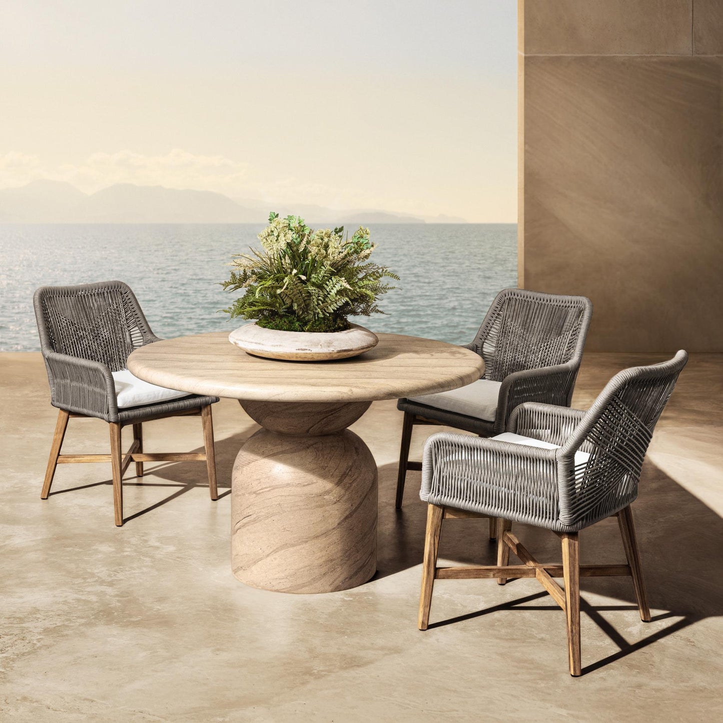 Portola - 47" Outdoor Round Dining Table - Beige