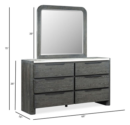 Keaton - Double Drawer Dresser With Portrait Mirror - Black