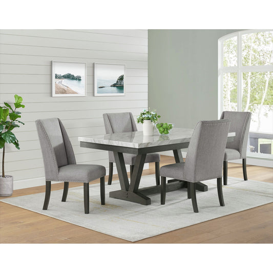Everdeen - Side Chair With Gray Fabric and Nail Heads (Set of 2) - Charcoal