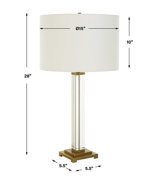 Crystal Column - Table Lamp - Pearl Silver