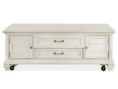 Newport - Lift Top Storage Cocktail Table (With Casters) - Alabaster