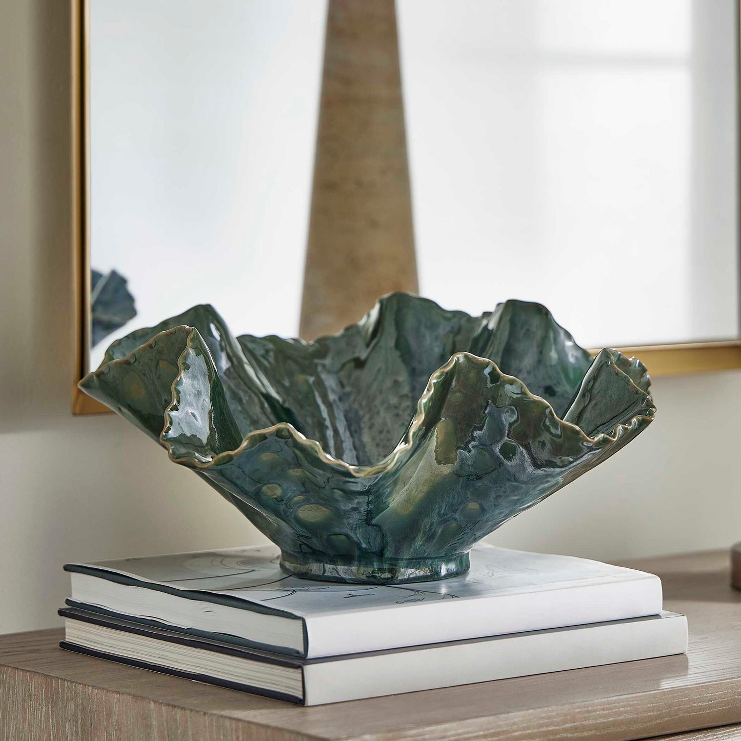 Verdant Bloom - Outdoor Bowl - Emerald Green