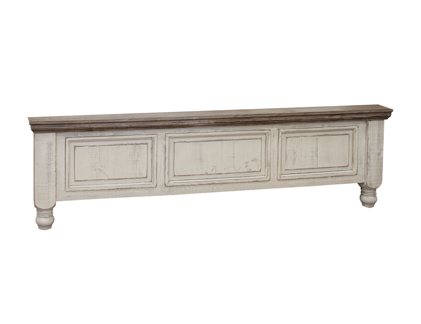 Stone - King Footboard & Rails - Antiqued Ivory / Weathered Gray
